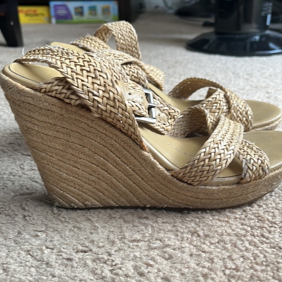 Natural beige Dolce Vita strappy twine sandal wedges - Picture 5 of 13